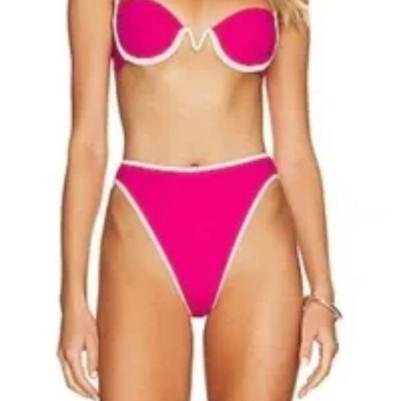 NWT New! L*Space Nora Pink/White Bikini Swim Bottom XL Beach Summer Vacation - Picture 3 of 12